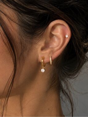 3 Pairs | 18K Gold Plated Cubic Zirconia Earring Set